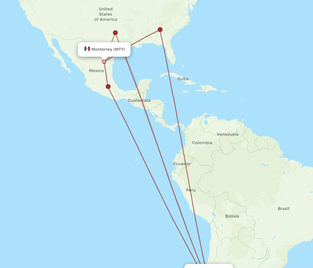 MTY-SCL flight routes