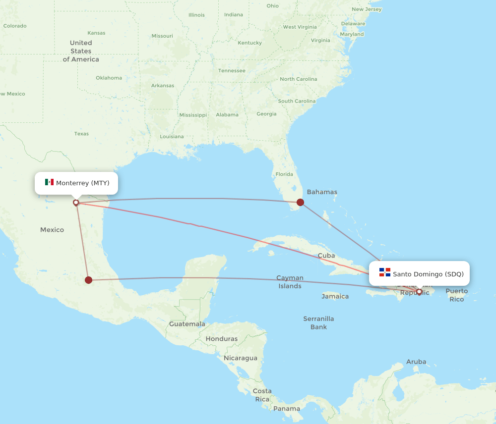 MTY-SDQ flight routes