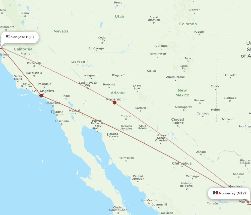 MTY-SJC flight routes