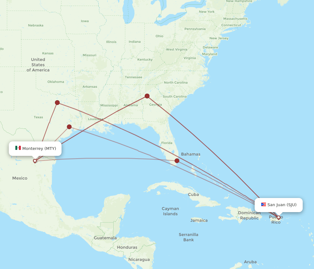 MTY-SJU flight routes