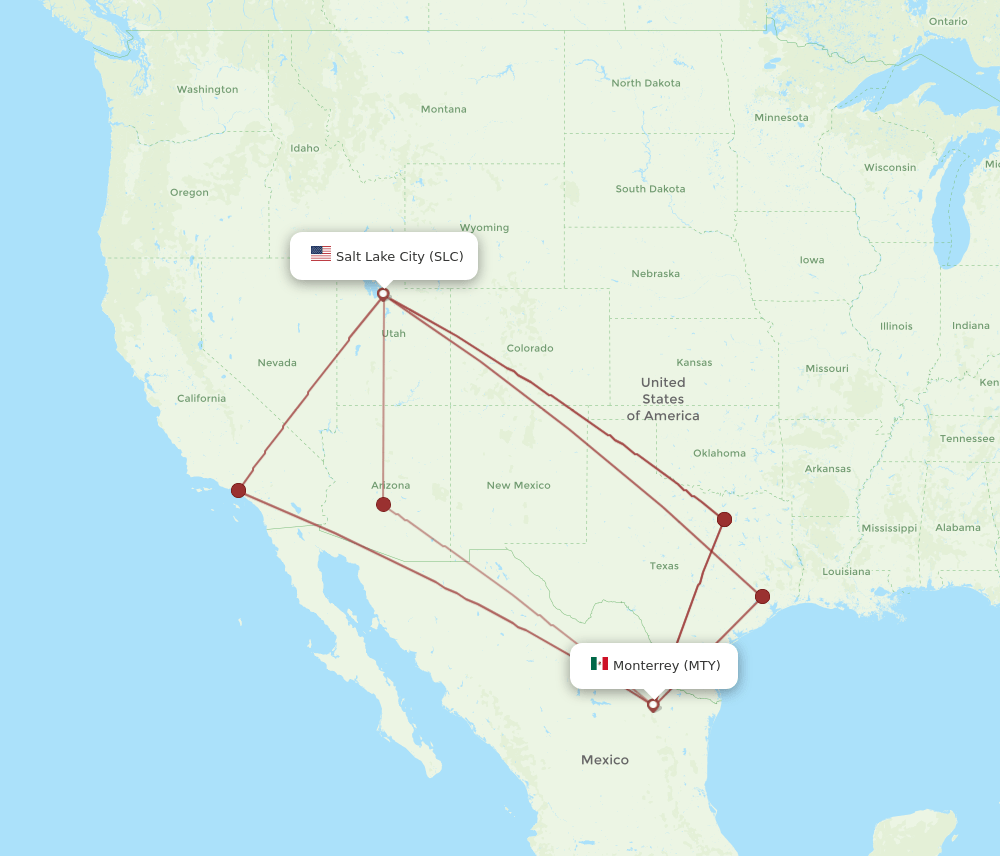 MTY-SLC flight routes