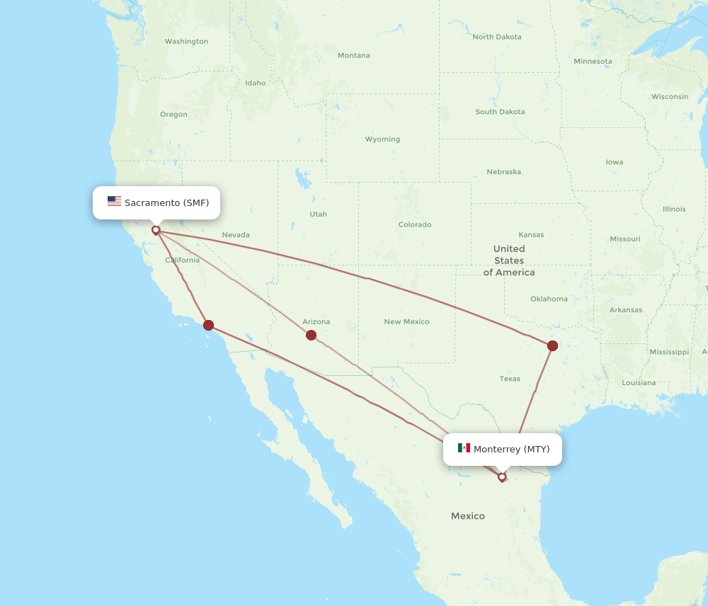 MTY-SMF flight routes