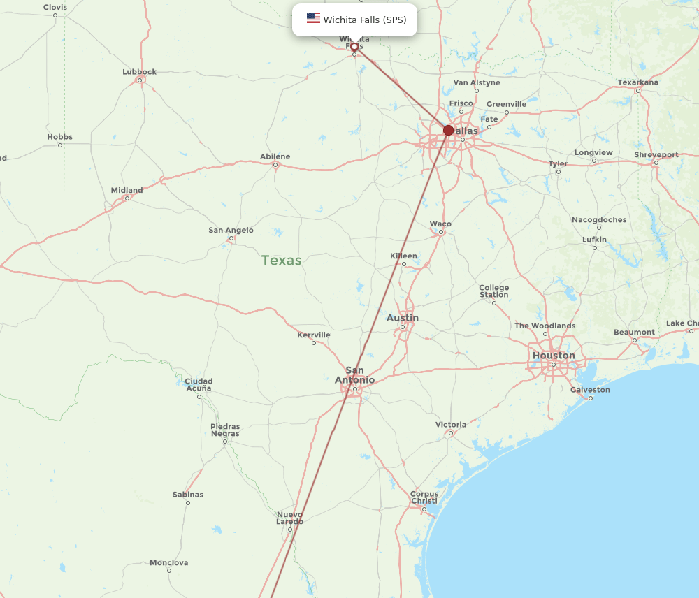 MTY to SPS flights and routes map