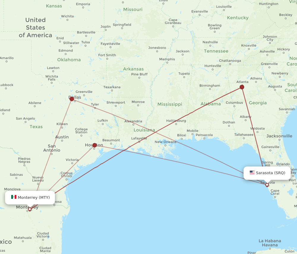 MTY-SRQ flight routes