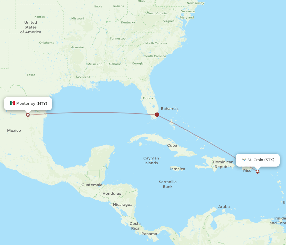 MTY-STX flight routes