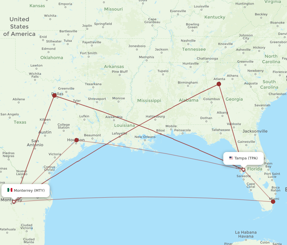 MTY-TPA flight routes