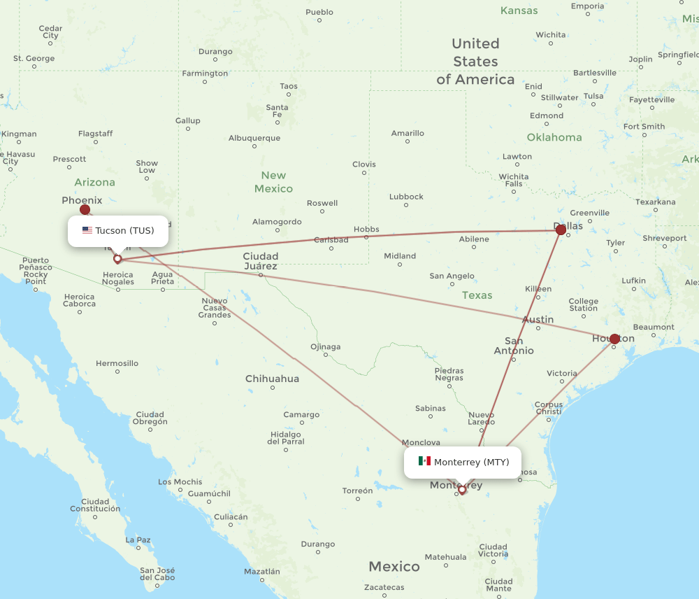 MTY-TUS flight routes