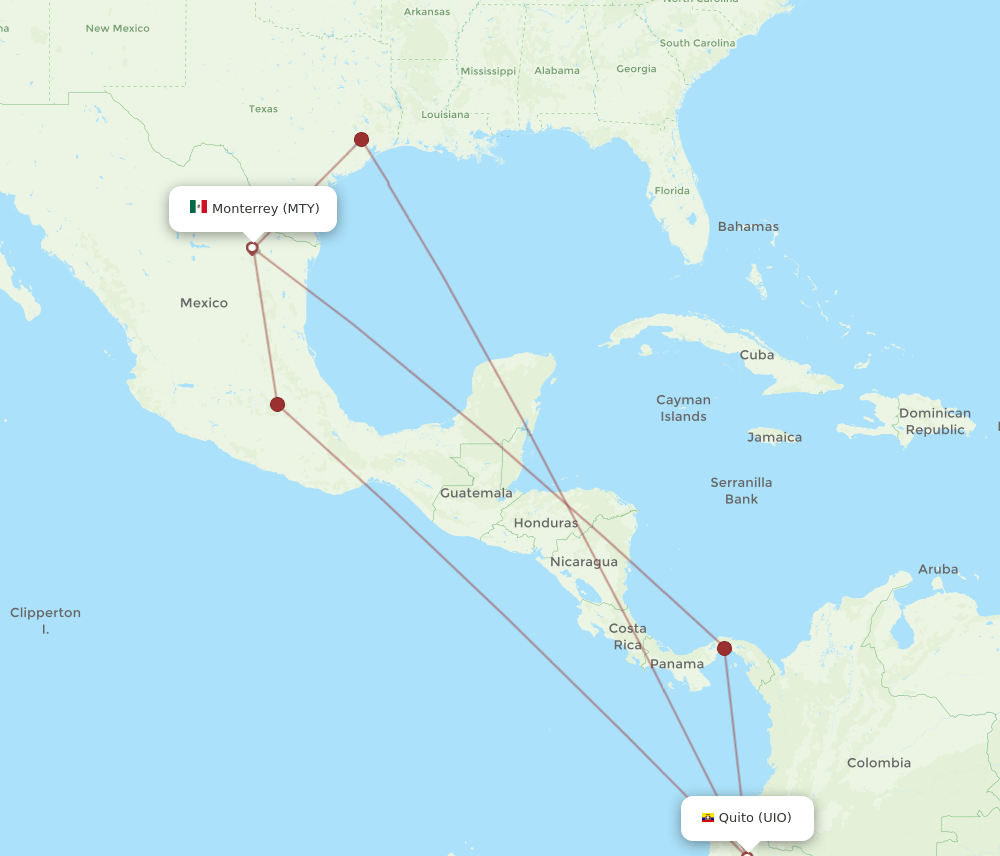 MTY-UIO flight routes