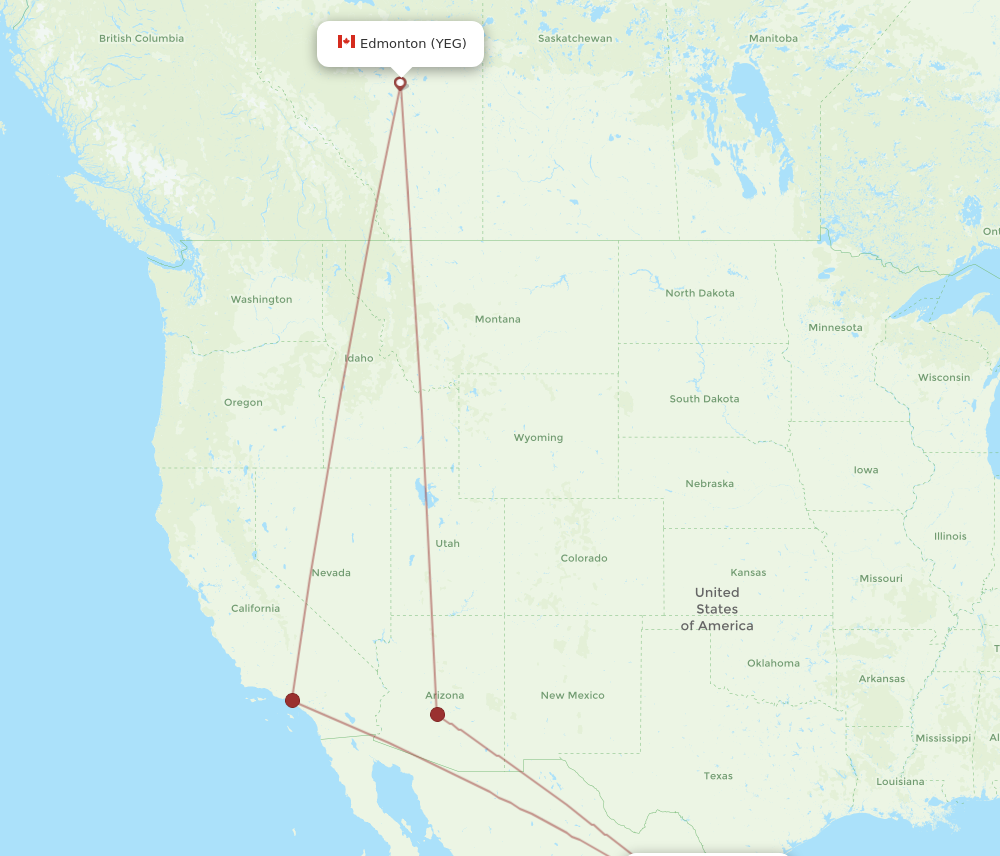 MTY to YEG flights and routes map
