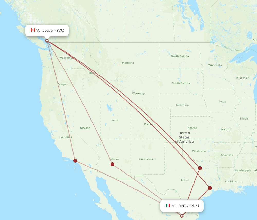 MTY-YVR flight routes