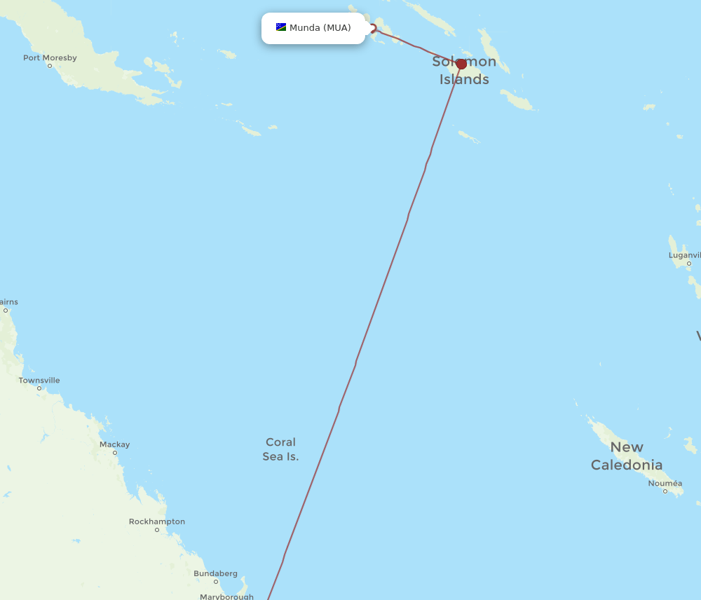 MUA-BNE flight routes