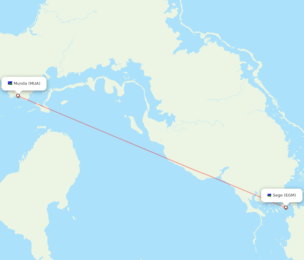 Munda - Sege route map and flight paths