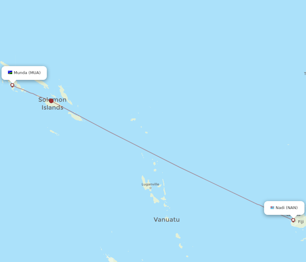 MUA-NAN flight routes