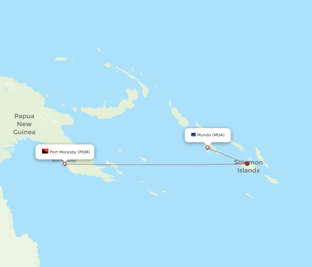 MUA-POM flight routes