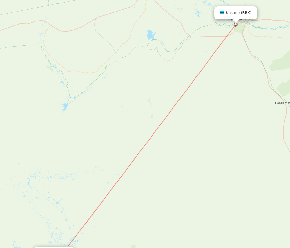 Maun - Kasane route map and flight paths