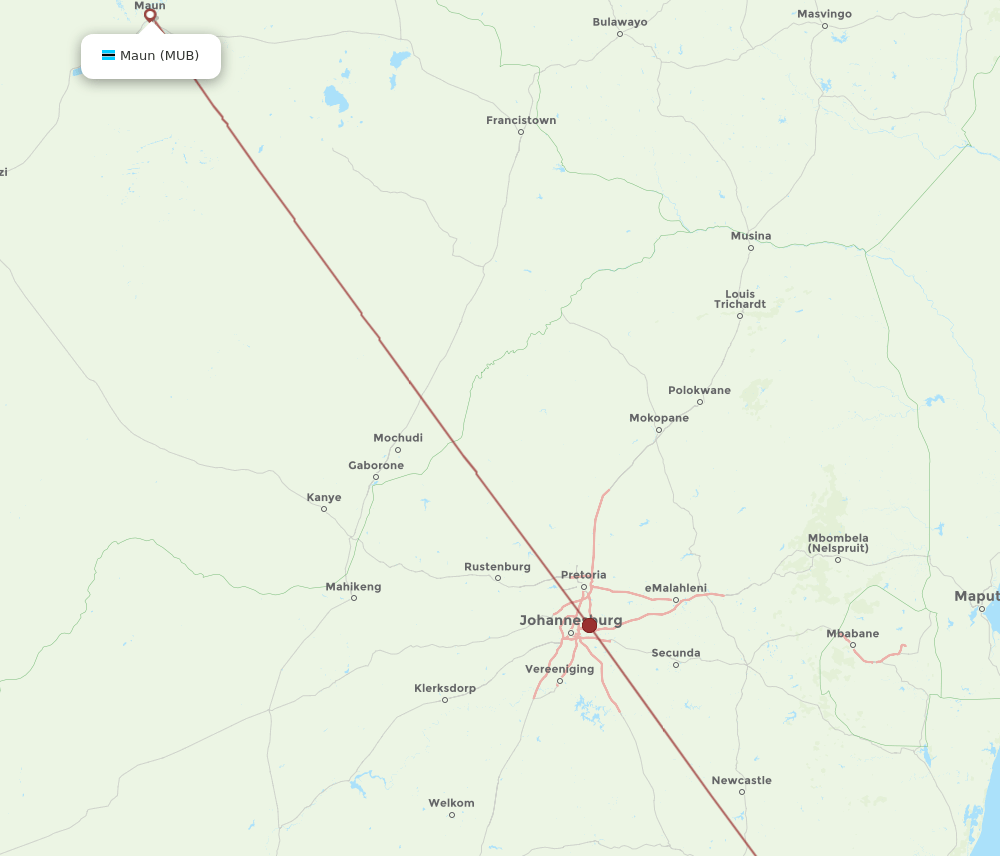 MUB-DUR flight routes