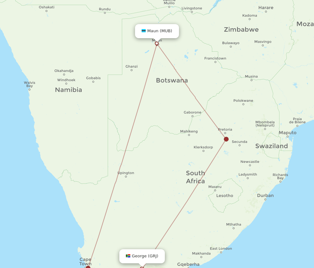 MUB-GRJ flight routes