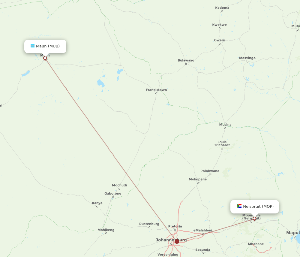 MUB-MQP flight routes