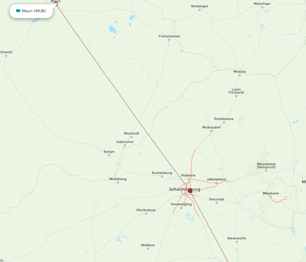 MUB-PZB flight routes