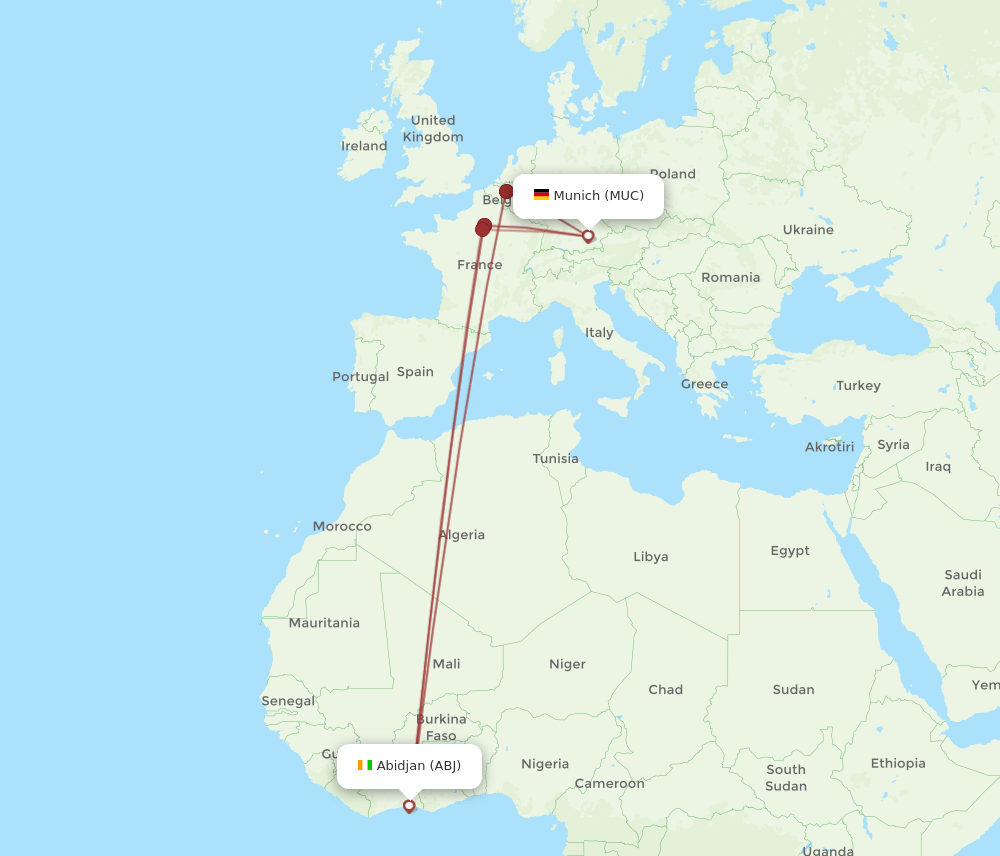 MUC-ABJ flight routes