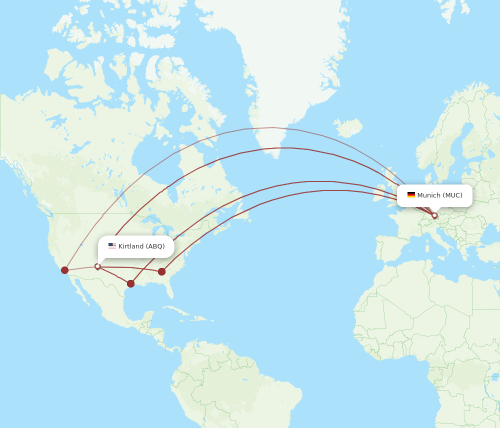 MUC to ABQ flights and routes map