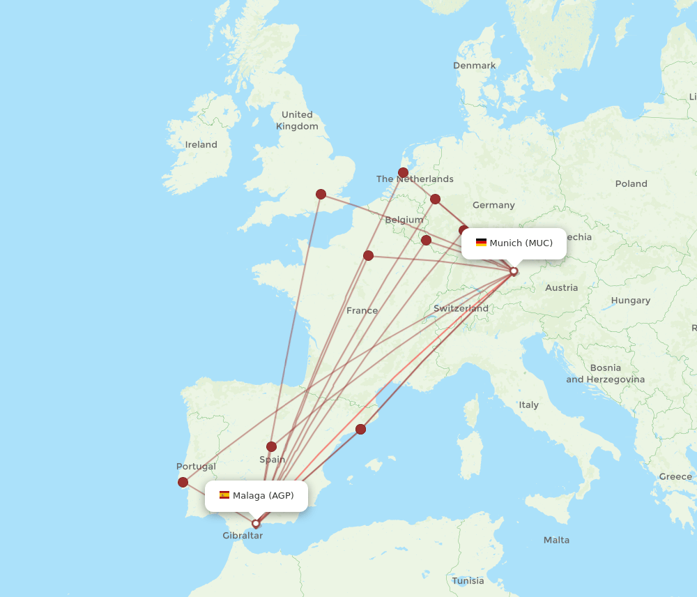 MUC-AGP flight routes