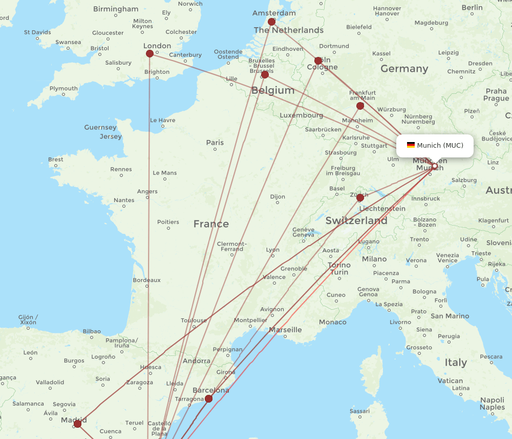 MUC-ALC flight routes