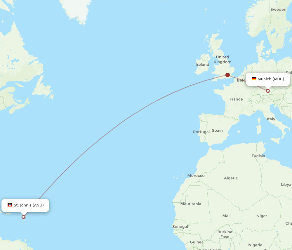 MUC-ANU flight routes