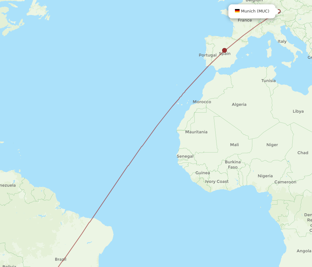 MUC-ASU flight routes