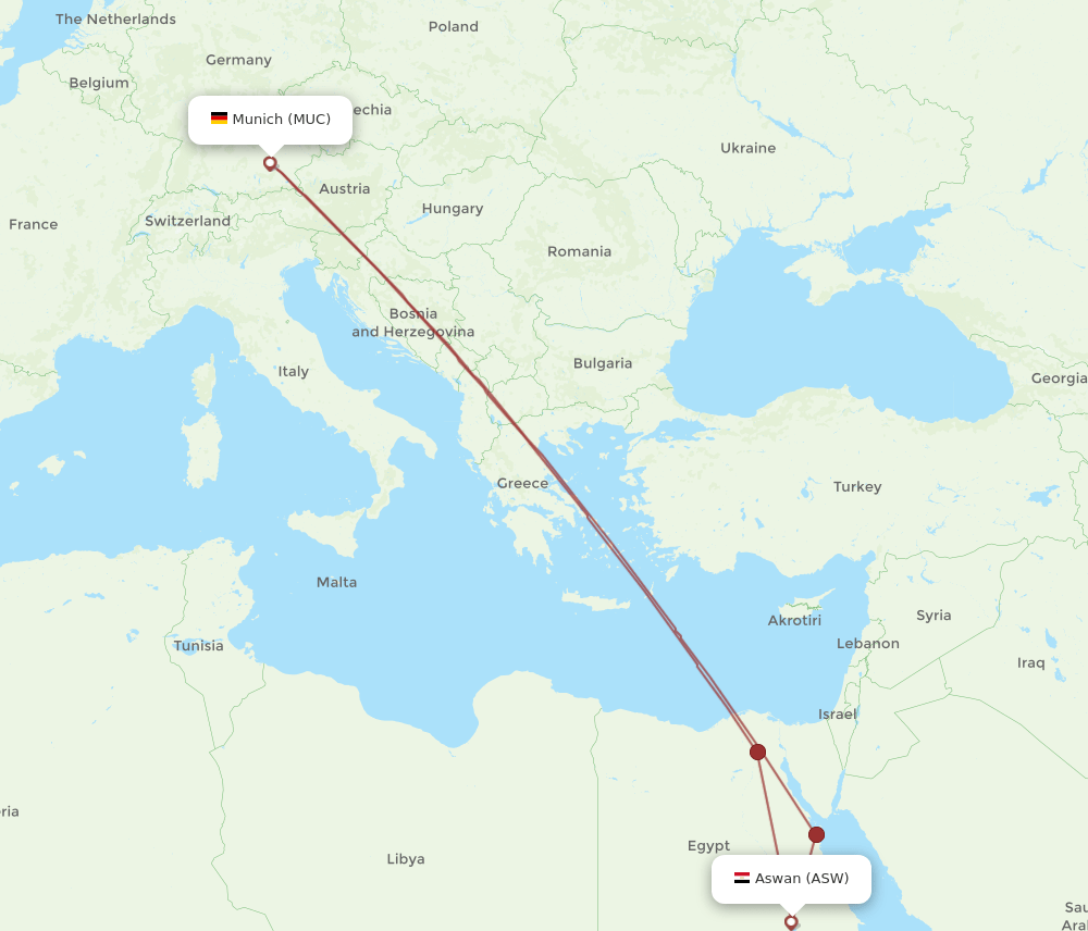 MUC-ASW flight routes