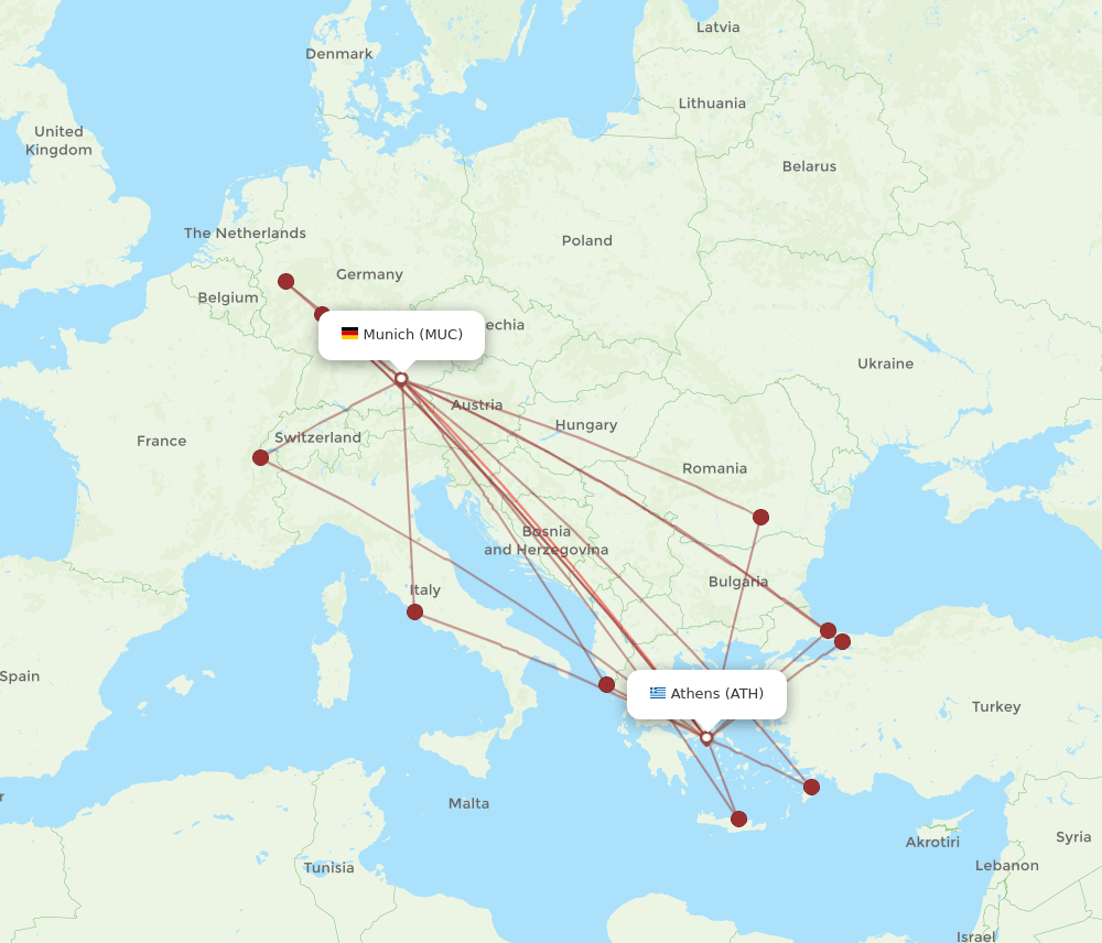 MUC-ATH flight routes