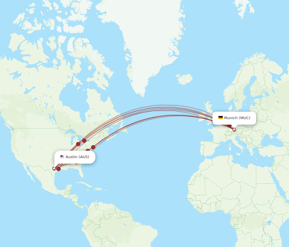 MUC-AUS flight routes