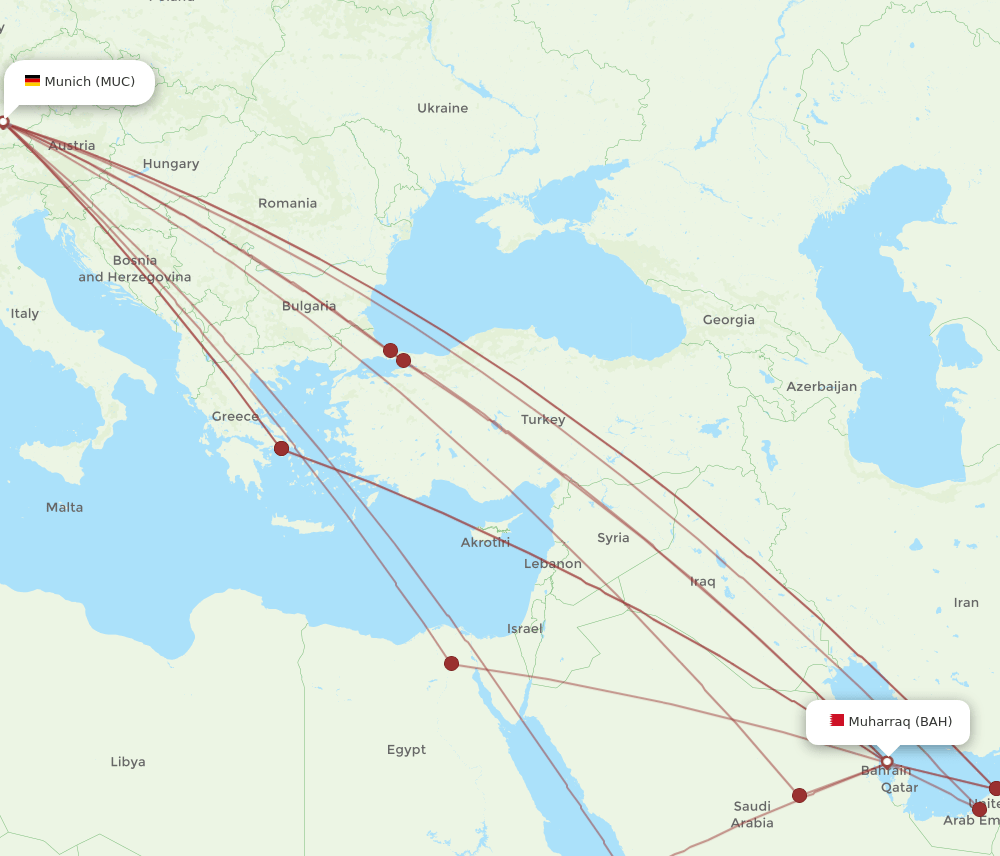 MUC-BAH flight routes