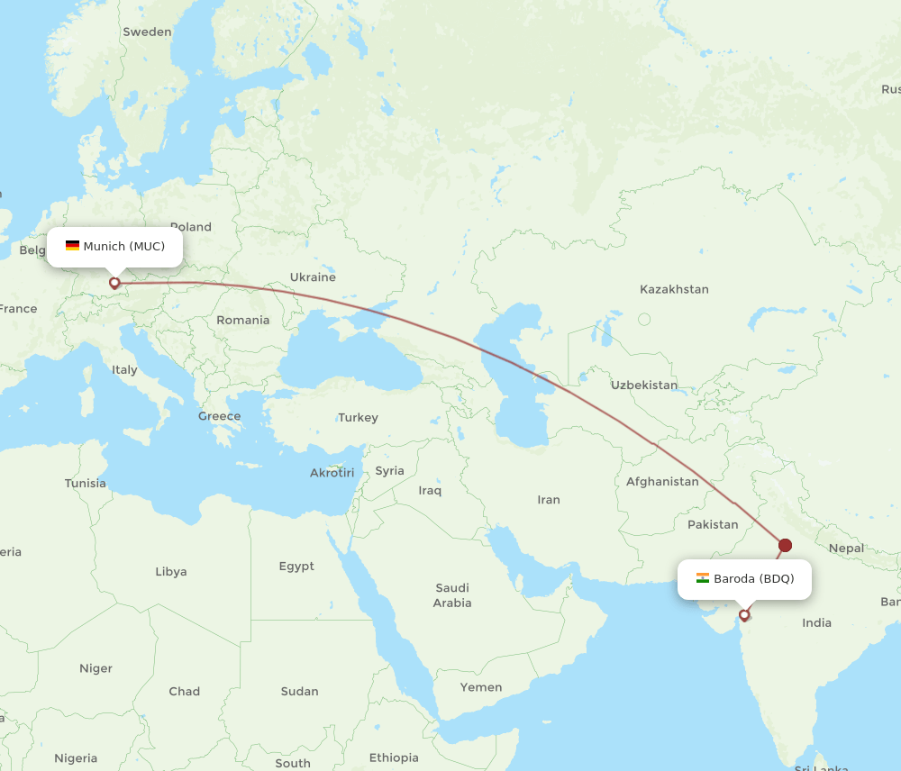 MUC-BDQ flight routes