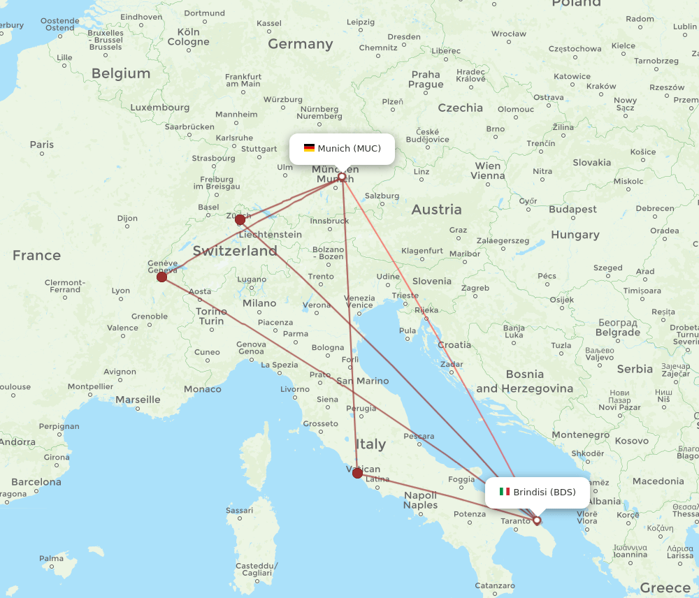 MUC-BDS flight routes
