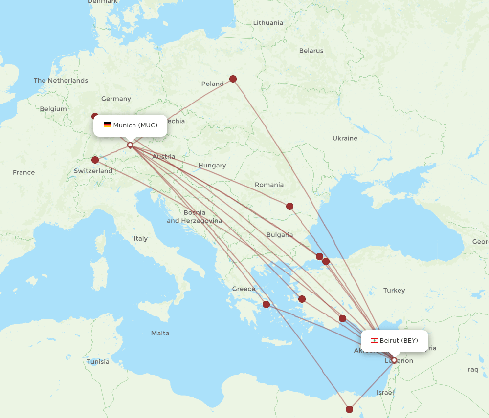 MUC-BEY flight routes