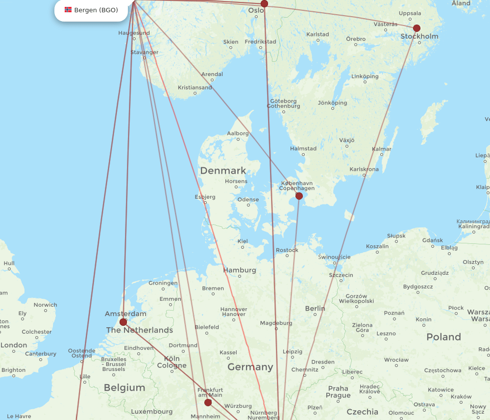 MUC-BGO flight routes