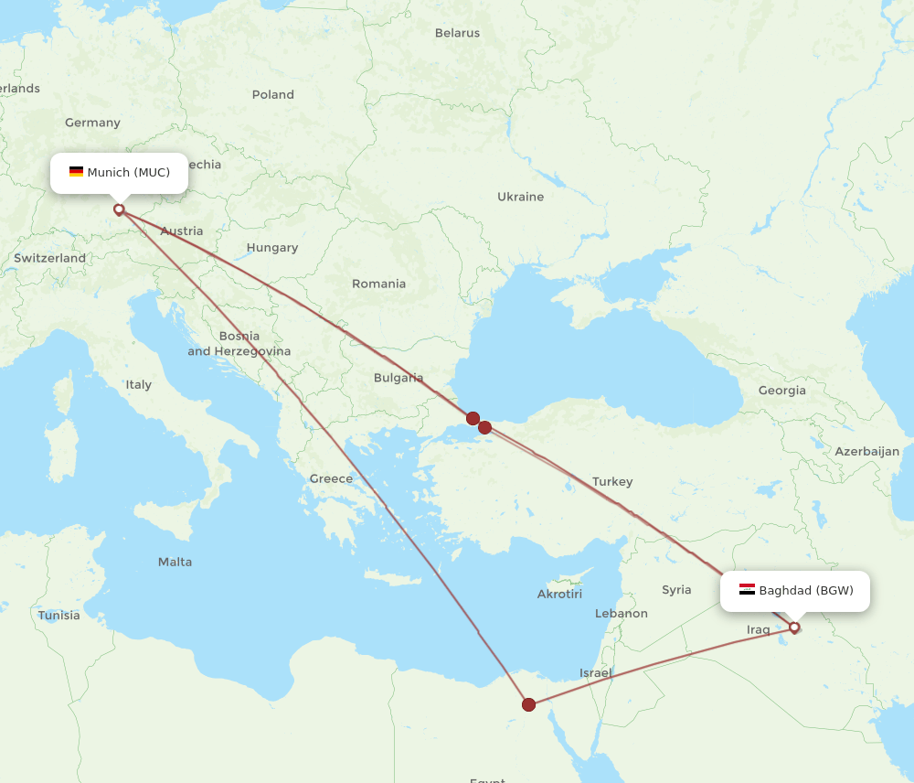 MUC-BGW flight routes