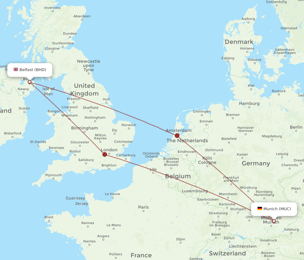 MUC-BHD flight routes