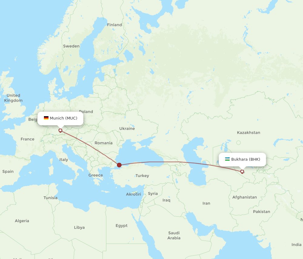 MUC-BHK flight routes