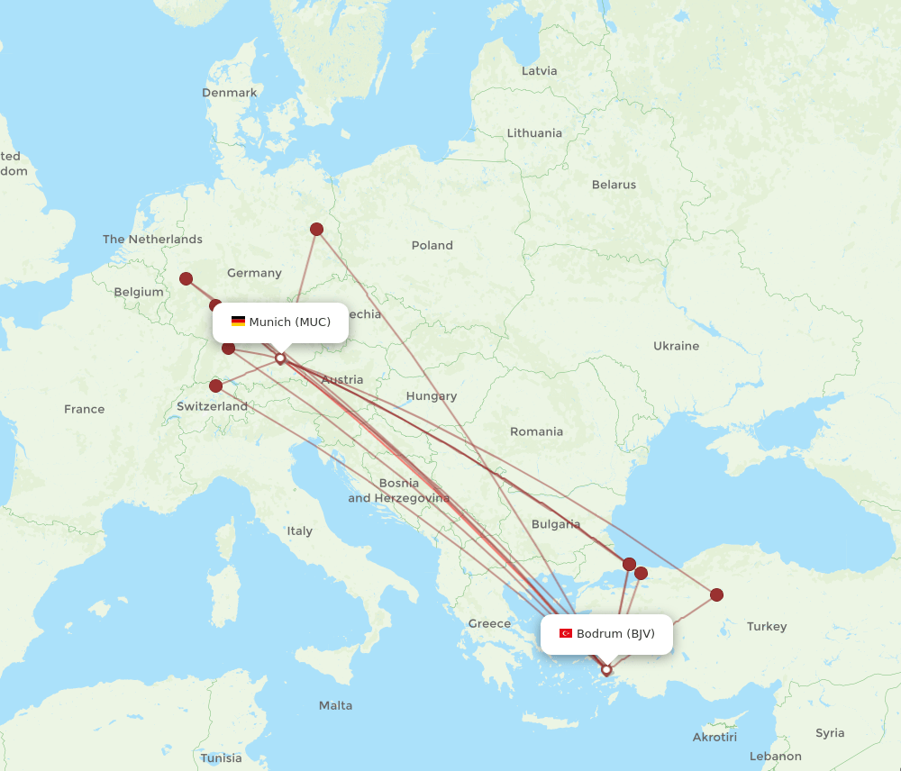 MUC-BJV flight routes