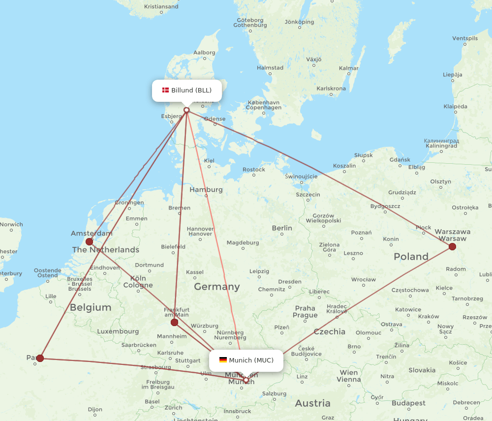 MUC-BLL flight routes