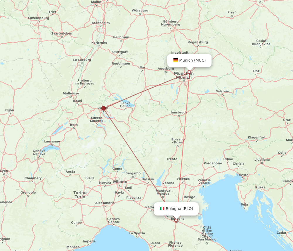 MUC to BLQ flights and routes map