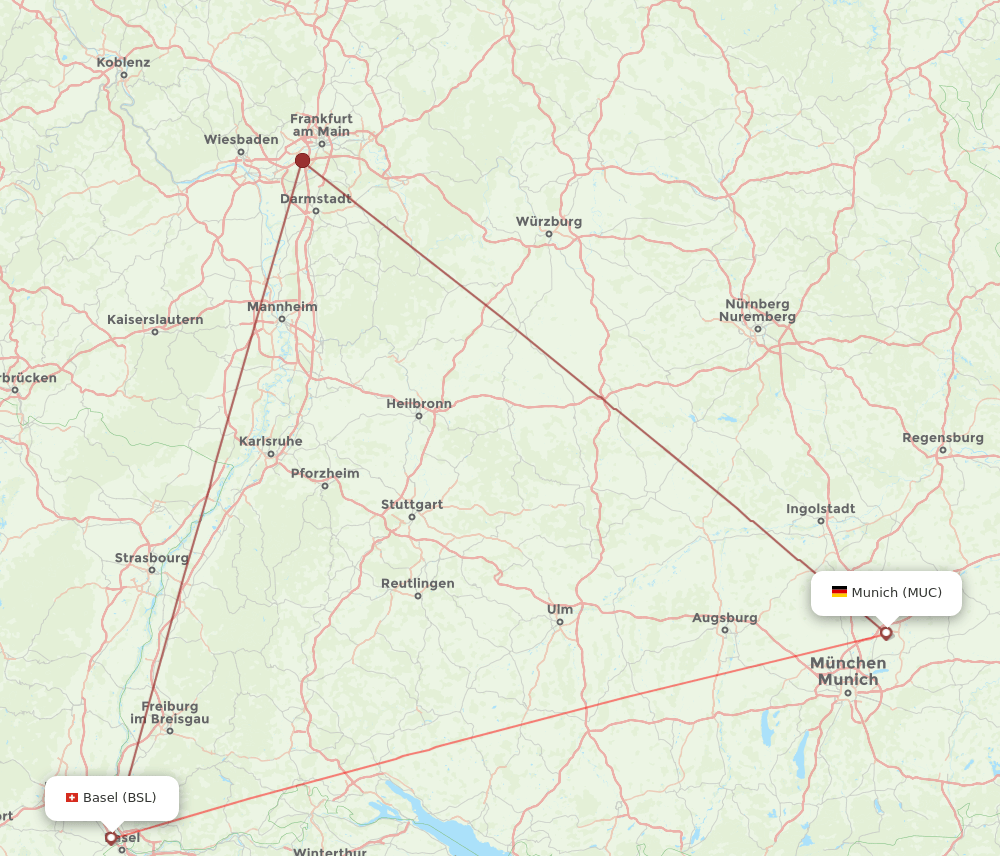 MUC to BSL flights and routes map