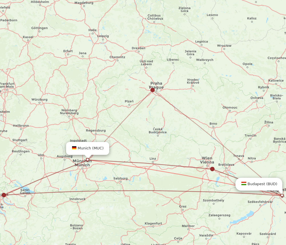 MUC-BUD flight routes