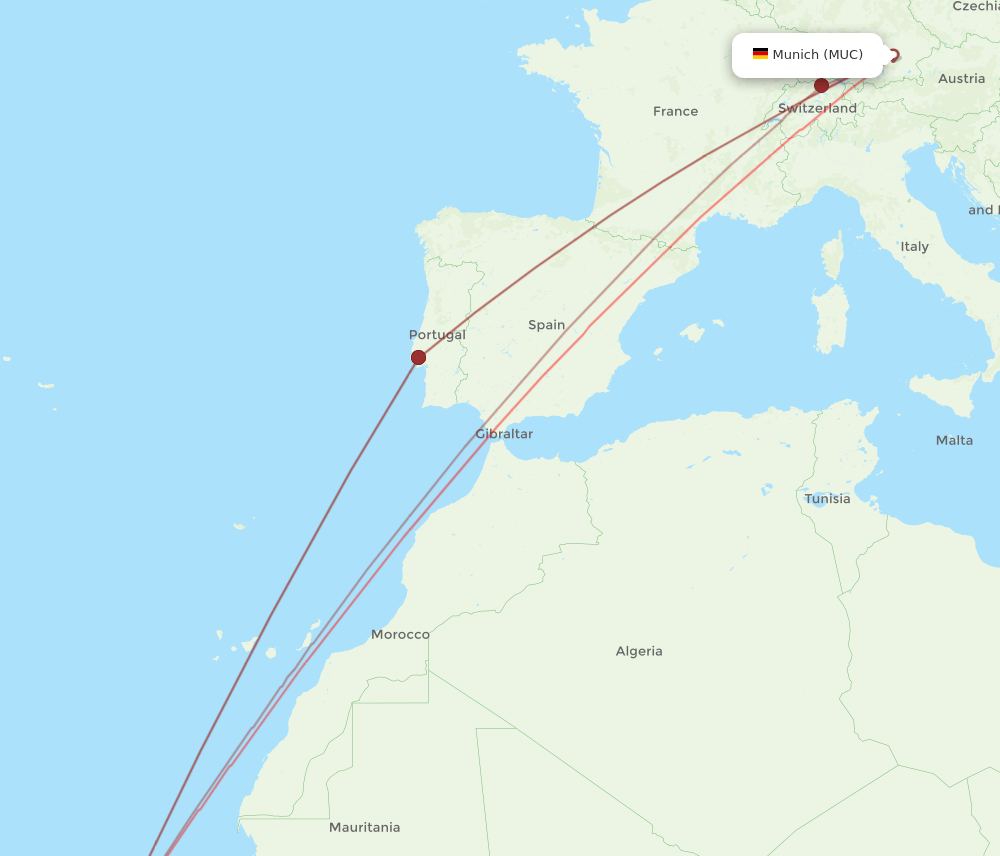 MUC-BVC flight routes