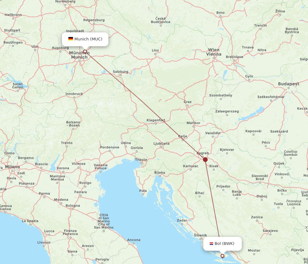 MUC-BWK flight routes