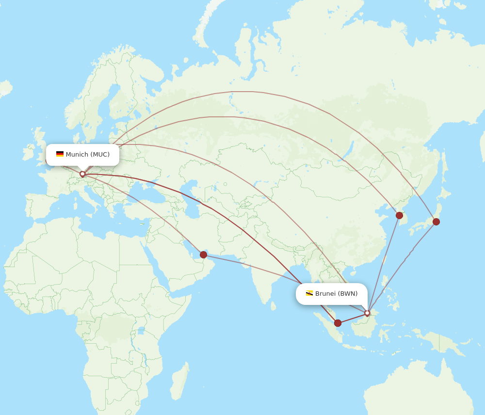 MUC-BWN flight routes