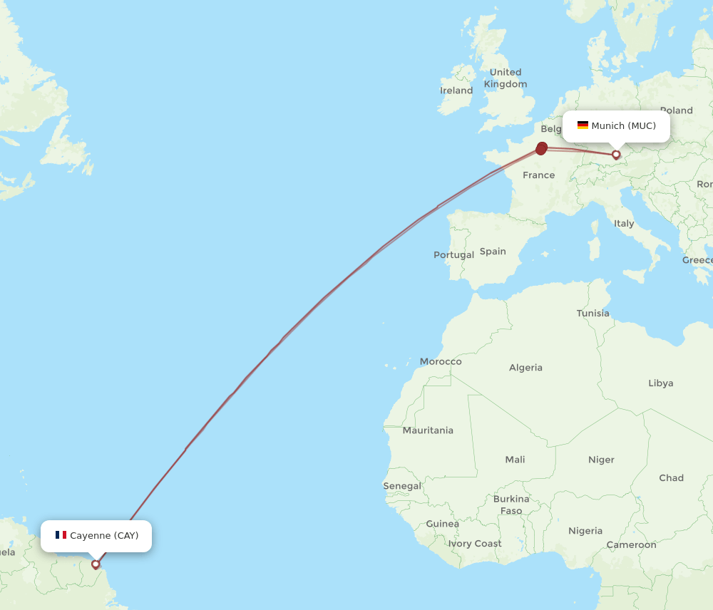 MUC-CAY flight routes
