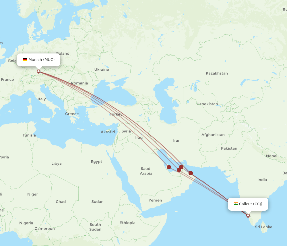 MUC-CCJ flight routes